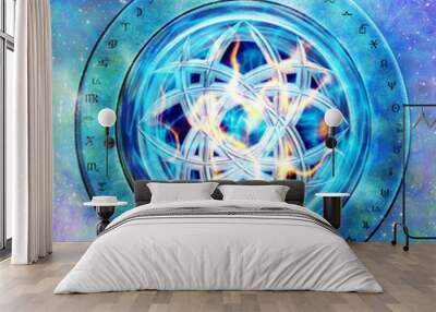 round magic esoteric amulet or talisman Wall mural