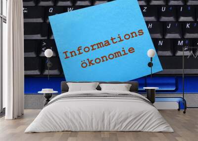 memo note on notebook, information economy Wall mural