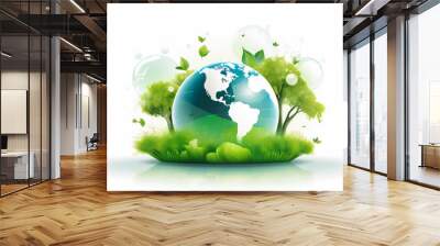 Crystal globe with clean hydrogen energy concept. Clean environment and ecology for green earth concept. Wall mural