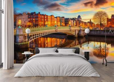 Dublin Ireland travel destination. Tour tourism exploring. Wall mural