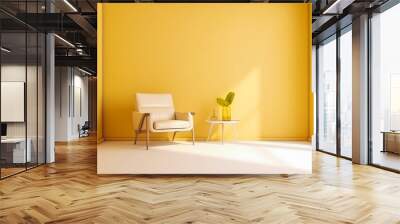 Interior of the room in plain monochrome light yellow color, modern interior design Wall mural