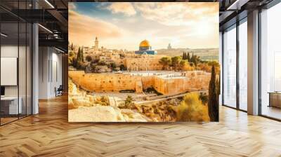 Jerusalem travel destination. Beautiful city view of Jerusalem Israel. Wall mural