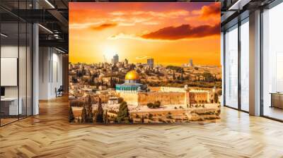 Jerusalem travel destination. Beautiful city view of Jerusalem Israel. Wall mural