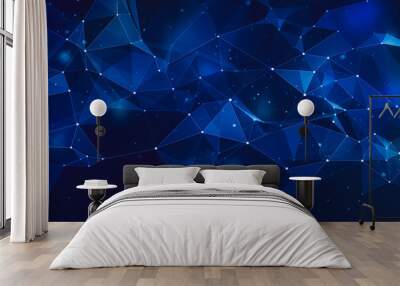 Wireframe background with plexus effect. Futuristic web design blue background. Wall mural