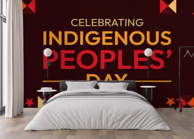 Celebrating Indigenous Peoples' Day, Traditional background design with Shapes and greetings typography in the center. Wall mural