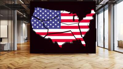 Divided States Background concept with broken map of united states, 3d rendered backdrop. Modern political concept backdrop Wall mural