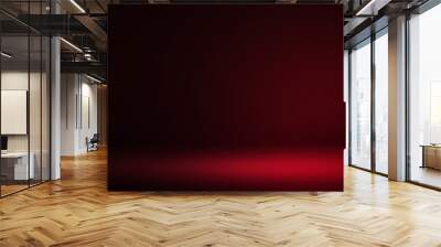 Maroon Color 3D Rendered Room with Bright Spot on Floor for product placement. New dark empty room backdrop for advertisement Wall mural