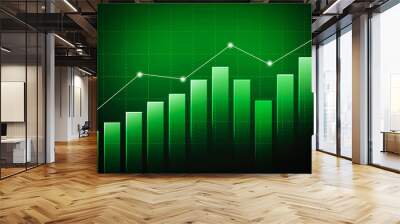 Modern Green abstract graph with copy space, growing green graph backdrop Wall mural