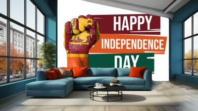 Sri Lanka Independence Day Background with Flag Painted on Fist. Abstract Patriotic Sticker design backdrop Wall mural