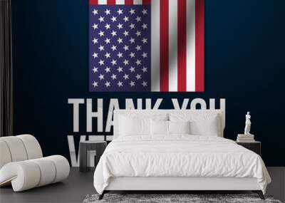 veterans day abstract banner background with united states waving flag. modern patriotic backdrop Wall mural