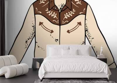 Vector Illustration of Cowboy Shirt Wild West Fashion Wall mural