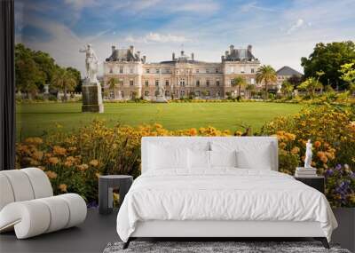 luxembourg palace with flowers Wall mural