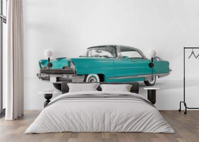 old green, classic vintage car on white isolated background Wall mural