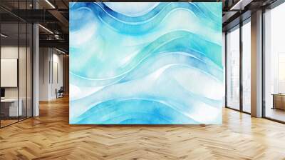 Abstract  turquoise and white wave by Vita. Digitally hand painted details Wall mural