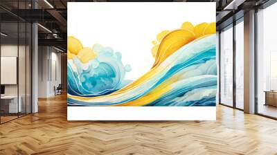 Transparent ocean and sun illustration by Vita with hand painted details. Wall mural