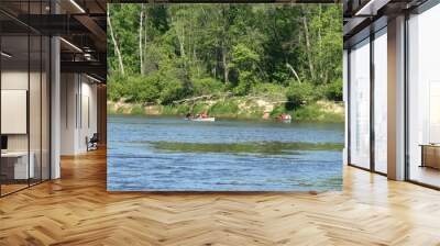 2 boats in river Wall mural