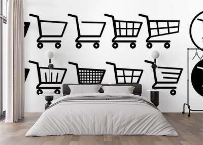 shopping cart, shopping cart icon set, order Wall mural