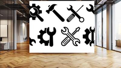 Tools and Service icons set. Wrench, screwdriver and gear icon. Settings and repair, service sign Wall mural