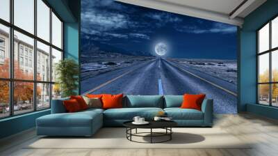 road under the moon Wall mural