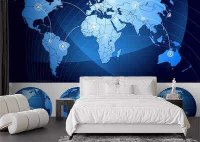 world map and globes Wall mural