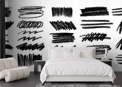 A set of black pencil strokes on a white background. Vector doodles. Wall mural