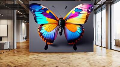 Beautiful colored butterfly isolated on a gray background. Wall mural