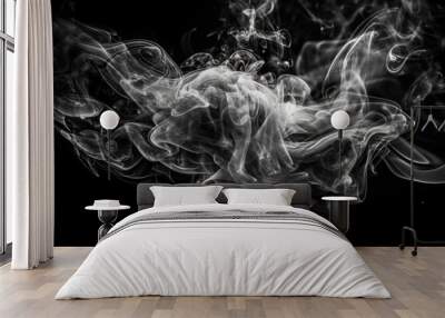 detailed white smoke on black background made with Generative AI Wall mural