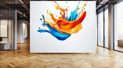 mix color paint splash on white background Wall mural