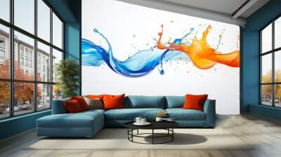 mix color paint splash on white background Wall mural