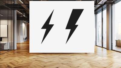 Creative vector illustration of thunder and bolt lighting flash icon set isolated on transparent background, art design electric thunderbolt, abstract concept graphic dangerous symbol icon element Wall mural