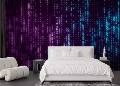 Digital background matrix with transfusion of blue and purple colors. Coding or hacking concept. Abstract data concept. 3d rendering. Wall mural