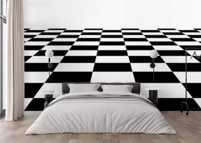 Floor in perspective with checkerboard texture. Empty chess board. Vector illustration. Wall mural