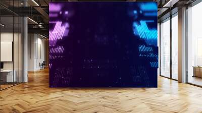 Futuristic double circuit board concept. Progressive IT technologies. Digital data flow concept. Big data visualization. 3d rendering. Wall mural