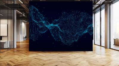 futuristic dynamic digital wave. abstract nanotechnology flow. science background concept. 3d render Wall mural