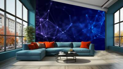 Futuristic geometric double data flow background with connecting dots and lines. Abstract digital background. Big data complex with connections. 3D rendering. Wall mural