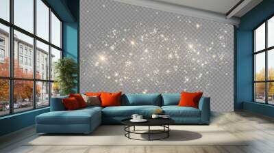 Light glow effect stars. Vector sparkles on transparent background. Christmas abstract pattern. Sparkling magic dust particles. Wall mural