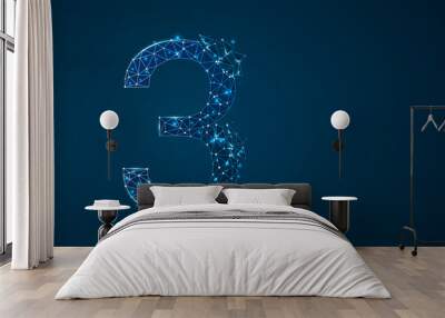 number three 2D low poly abstract illustration consisting of points, lines, and shapes in the form of planets, stars and the universe. Vector digit 3wireframe concept. Wall mural