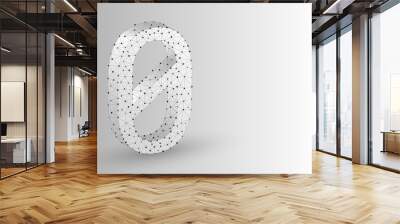 number zero 3D low poly abstract illustration consisting of points, lines, and shapes in the form of planets, stars and the universe. Origami vector digit 0 wireframe concept. Wall mural