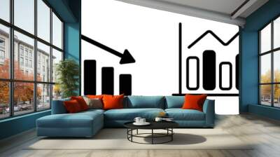 Set of growth and loss modern icons, graph chart up and down icons, down and up arrow symbol in line style Wall mural