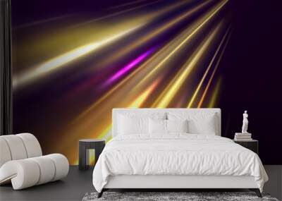 Vector image of colorful light trails with motion blur effect, long exposure. Abstract neon speed glowing wavy lines. Abstract shiny color wave light effect. Wall mural