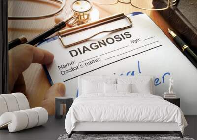 A diagnostic form with words Cervical cancer. Wall mural