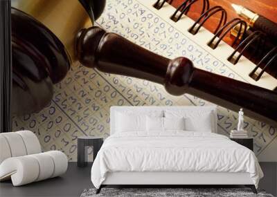 Anti money laundering (AML).  Gavel and accounting book. White collar crime. Wall mural