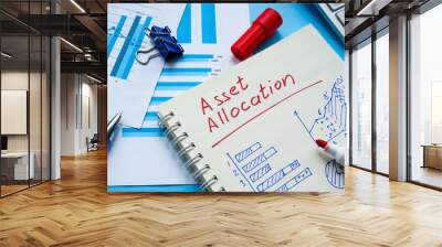 Notebook with sign asset allocation and calculations. Wall mural