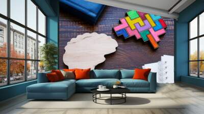 two different brains as a symbol of neurodiversity or creativity. Wall mural