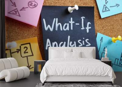 What If analysis memo and sheets on the board. Wall mural