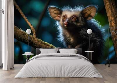 aye-aye at night on the tree Wall mural