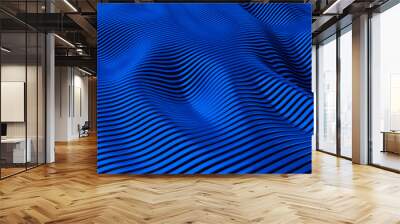 Plastic stripe pattern background. Blue light. 3d illustration, render. Wall mural