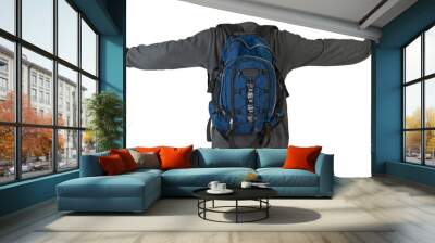 gray sweatshirt and blue  backpack insulated on white background Wall mural