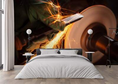 Grinder sparks. Wall mural