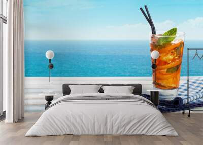 orange lemonade with mint. Wall mural